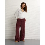 AE Stretch Corduroy Low-Rise Baggy Wide-Leg Pant - Faded Raisin