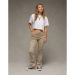 AE Stretch Low-Rise Kick Bootcut Khaki Pant - Khaki