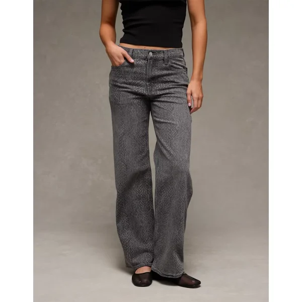 AE Stretch Snake Print High-Waisted Stovepipe Jean - Light Indigo