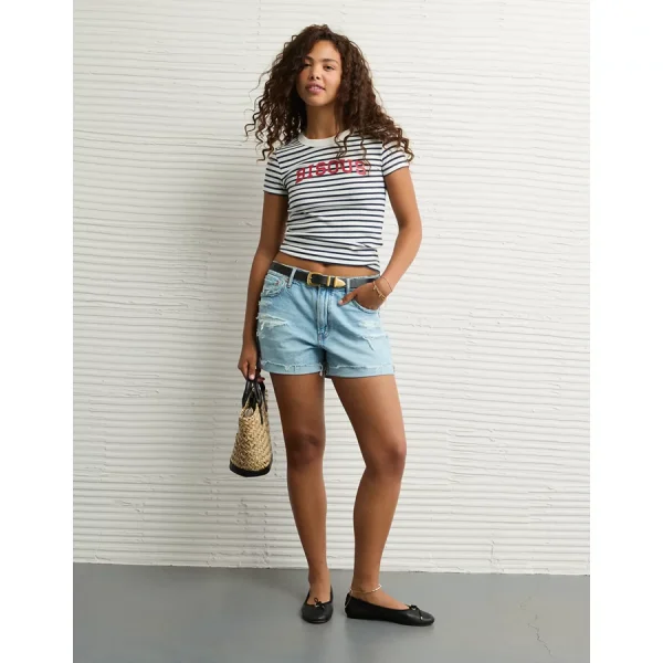 AE x The Summer I Turned Pretty Graphic Hey Baby Tee - Retro Indigo Stripe