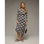 AE Asymmetrical Hem Midi Dress - Haze Grey