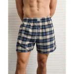 AEO Plaid Stretch Boxer Short - Blue