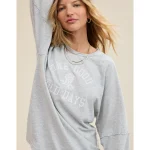 Aerie Cozy Long Sleeve Oversized Boyfriend T-Shirt - Medium Heather Gray