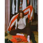 Aerie Fuzzy Knit Scarf - Bright Red