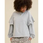 Aerie Ruffle Sleeve Sweatshirt - Medium Heather Gray