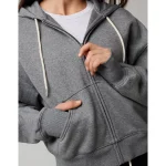 OFFLINE By Aerie Cloud Fleece Classic Full Zip Sweatshirt - Dark Heather Gray