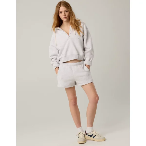 OFFLINE By Aerie Cloud Fleece Short - Light Heather Gray