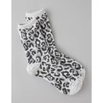 AE Cozy Leopard Crew Socks - Silver Shadow