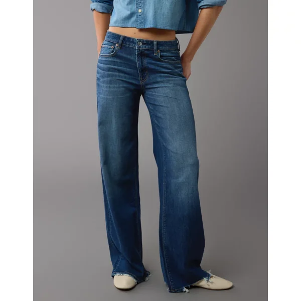 AE Dreamy Drape Stretch Low-Rise Baggy Wide-Leg Jean - Americana