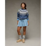 AE High-Waisted Pleated Mini Skirt - Light Wash