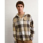AE Hooded Flannel Shirt - Khaki