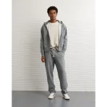 AE Laidback Luxe Heavyweight Open-Hem Sweatpant - Charcoal Heather