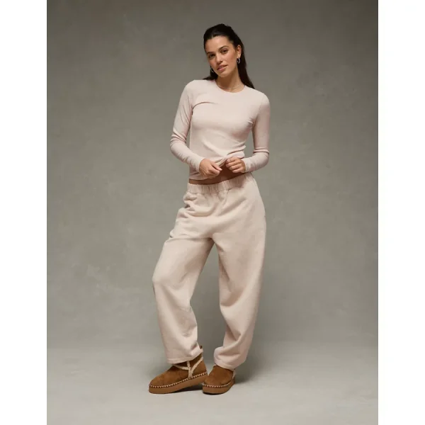 AE Long Sleeve Cozy Crew Neck T-Shirt - Oatmeal