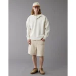AE 24/7 Long-Sleeve Rugby Polo Sweatshirt - Raw White