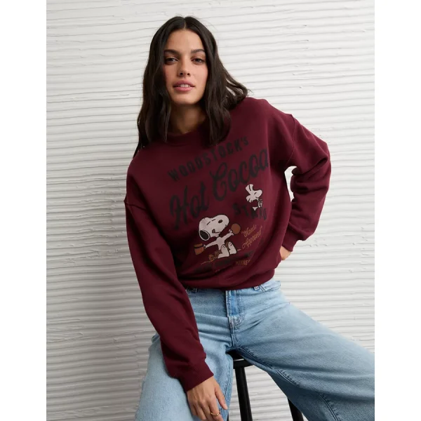 AE Peanuts Holiday Crewneck Sweatshirt - Preppy Red