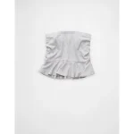 AE Ruched Peplum Tank Top With Removable Straps - Heather Gray