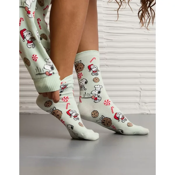 AE Snoopy Cookies Ruffle Crew Socks - Mint