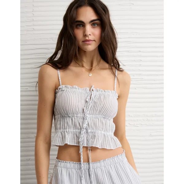 AE Tiered Ruched Tank Top - Navy