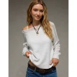 AE Whoa So Soft Lace Sweater - Light Heather Gray