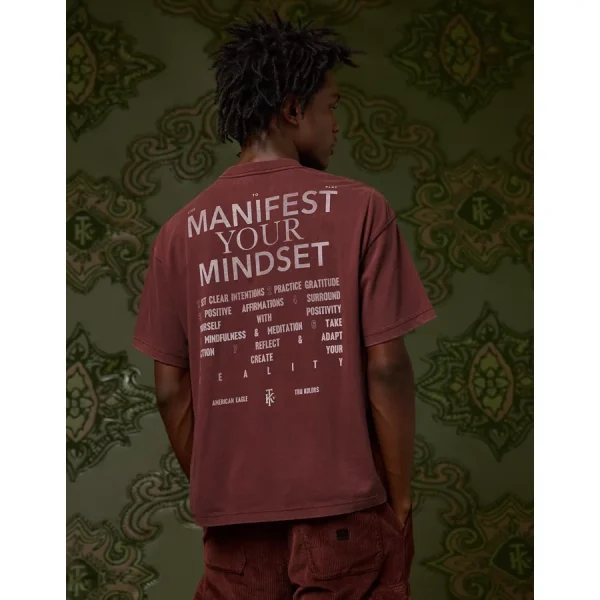 AE x Tru Kolors Manifest Your Mindset Graphic T-Shirt - Burgundy