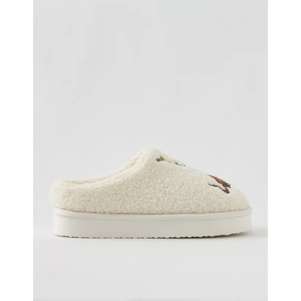 Aerie Sherpa Scuff Slippers - Natural White