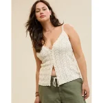 Aerie Sweater Button Front Tank Top - Natural