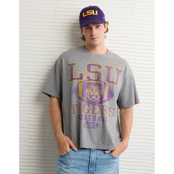 AE Boxy Louisiana State University Tigers Graphic T-Shirt - Iron Heather