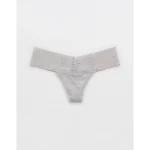 Superchill Vintage Lace Cotton Thong Underwear - Medium Heather Gray