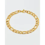 West Coast Jewelry Stainless Steel 8mm Figaro Chain Bracelet - Golden