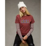 AE Ex-Boyfriend Holiday Graphic T-Shirt - Maroon