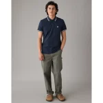 AE Lived-In Slim Fit Pique Polo Shirt - Navy