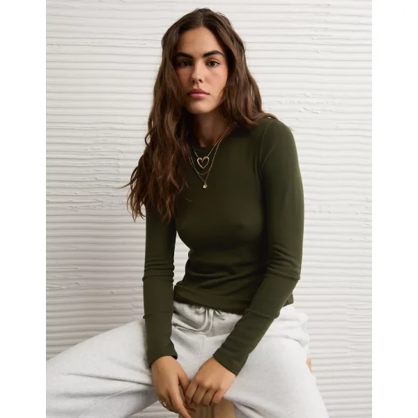 AE Long Sleeve Cozy Crew Neck T-Shirt - Mist Green