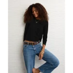 AE Long Sleeve Hey Baby Tee - Black