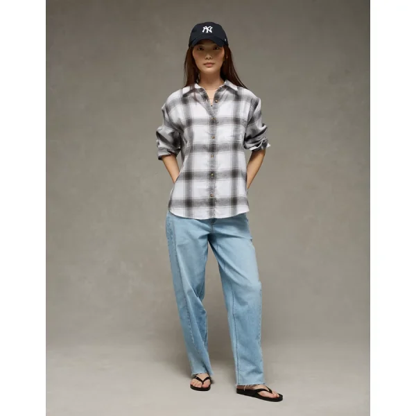 AE Oversized Flannel Shirt - Black