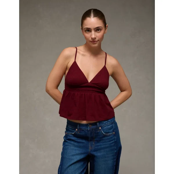 AE Sunchaser Smocked Babydoll Tank Top - Antique Rose