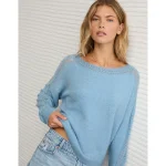 AE Whoa So Soft Lace Sweater - Blue Breeze