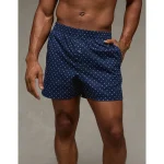 AEO Men's Polka Dots Poplin Pocket Boxer Short - Navy