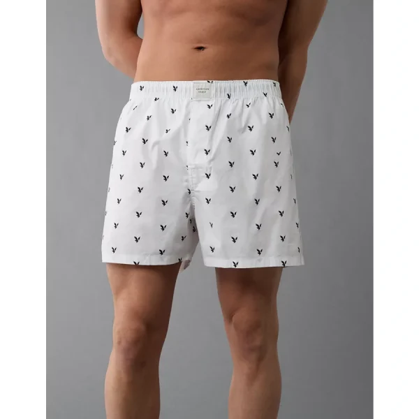 AEO Men's Tiny Eagles Stretch Boxer Short - White