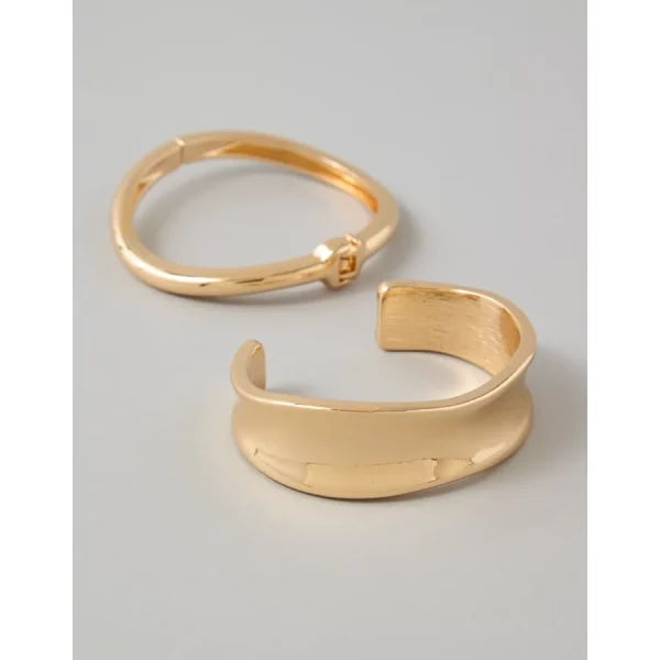 AEO Sculpted Hinge Bracelet 2-Pack - Gold