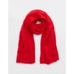 Aerie Cable Scarf - Bright Red