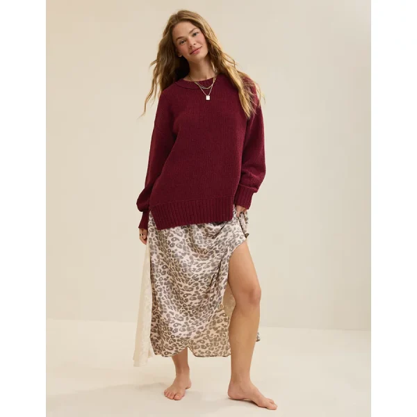 Aerie Like Candy Crew Sweater - Deep Cherry