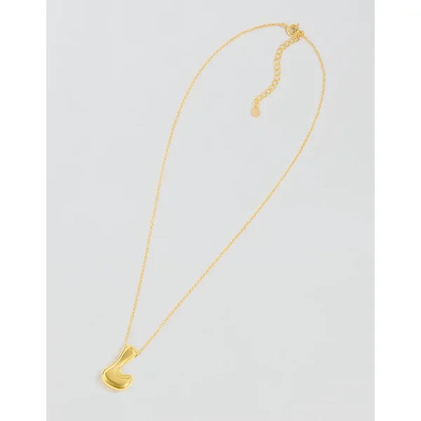Athra Bubble Letter Necklace - Gold