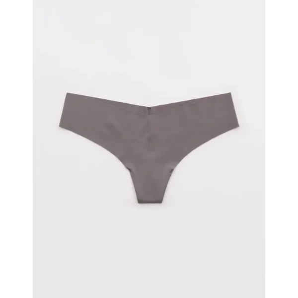 SMOOTHEZ No Show Thong Underwear - Shell Gray