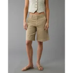 AE 11" Stretch High-Waisted Trouser Short - Khaki