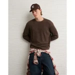 AE Cozy Waffle Thermal T-Shirt - Dark Brown