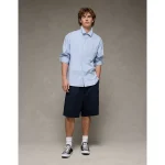 AE Everyday Relaxed Fit Poplin Button-Up Shirt - Blue