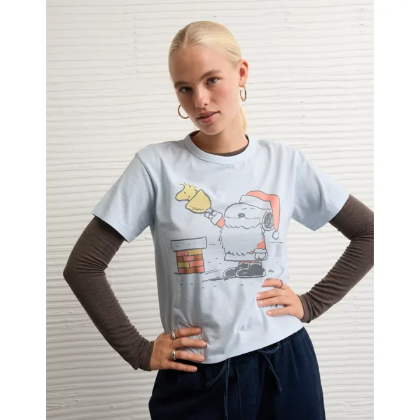 AE Ex-Boyfriend Holiday Graphic T-Shirt - Light Blue