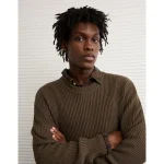 AE Fisherman Crew Neck Sweater - Camo Green