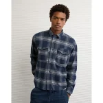 AE Knit Button-Up Shirt - Navy