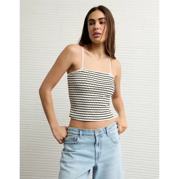 AE Lace Trim Cami - Black Stripe